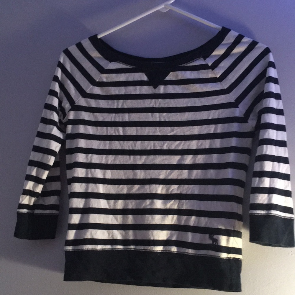 striped, cropped abercrombie sweatshirt
